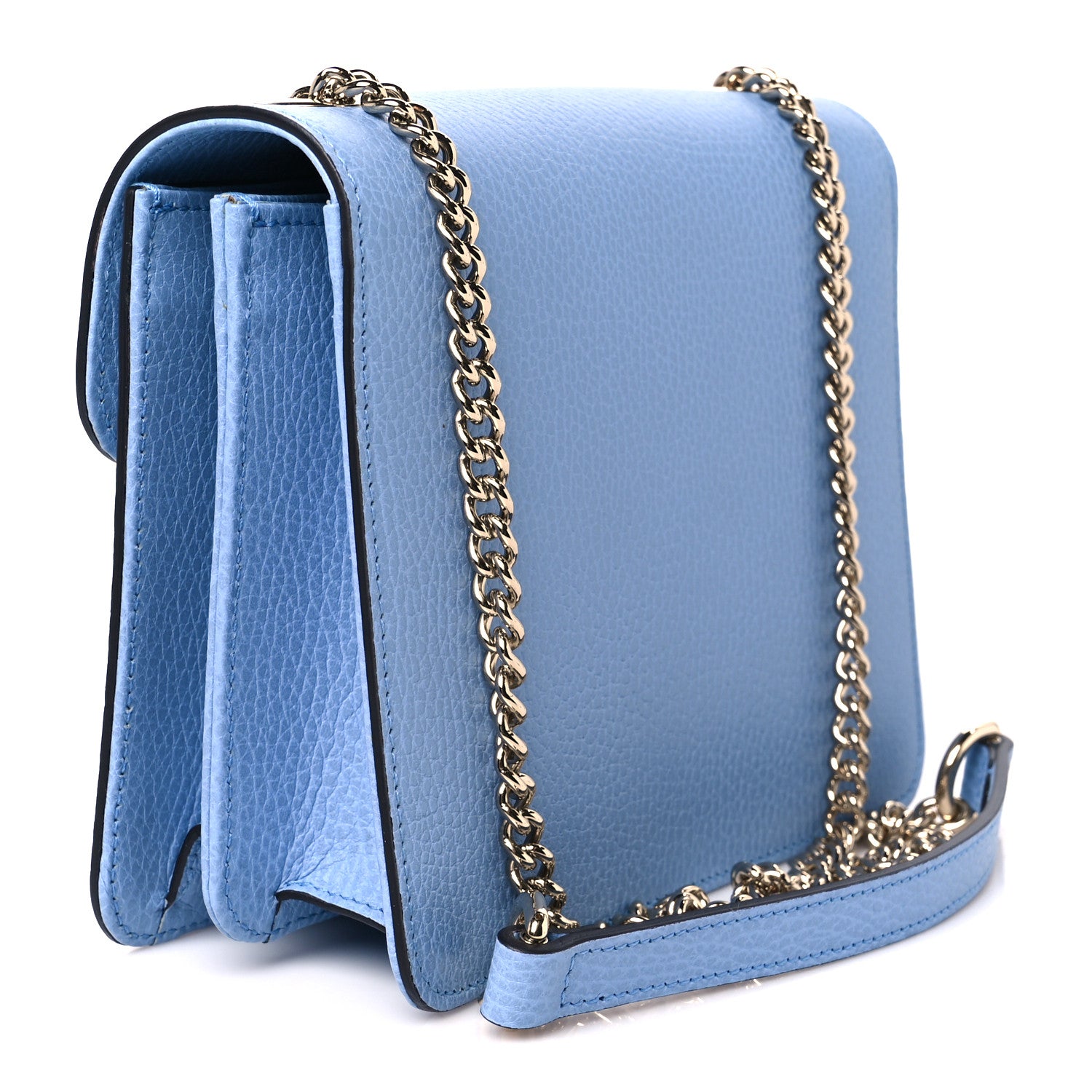 Gucci Dollar Calfskin Small Interlocking G Shoulder Bag Mineral Blue 3 of 10