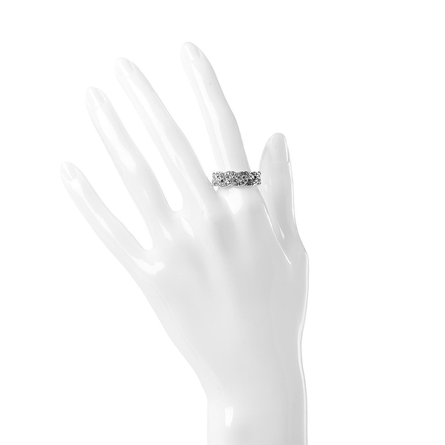 Sterling Silver Diamond Classic Chain Band Ring 57 8