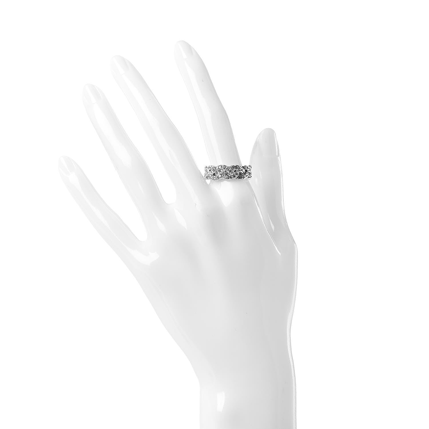 John Hardy Sterling Silver Diamond Classic Chain Band Ring 57 8 2 of 5