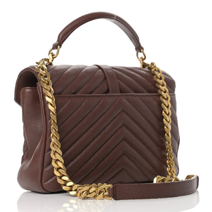 Saint Laurent Calfskin Matelasse Chevron Monogram Medium College Bag Old Brandy 2 of 12