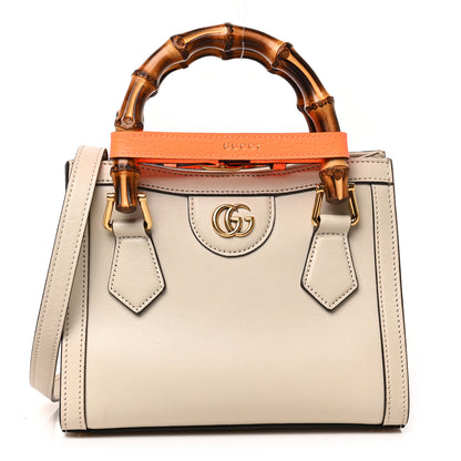 Gucci Wonka Grain Calfskin Mini Diana Tote Bag Mystic White Orange Fluo 1 of 9