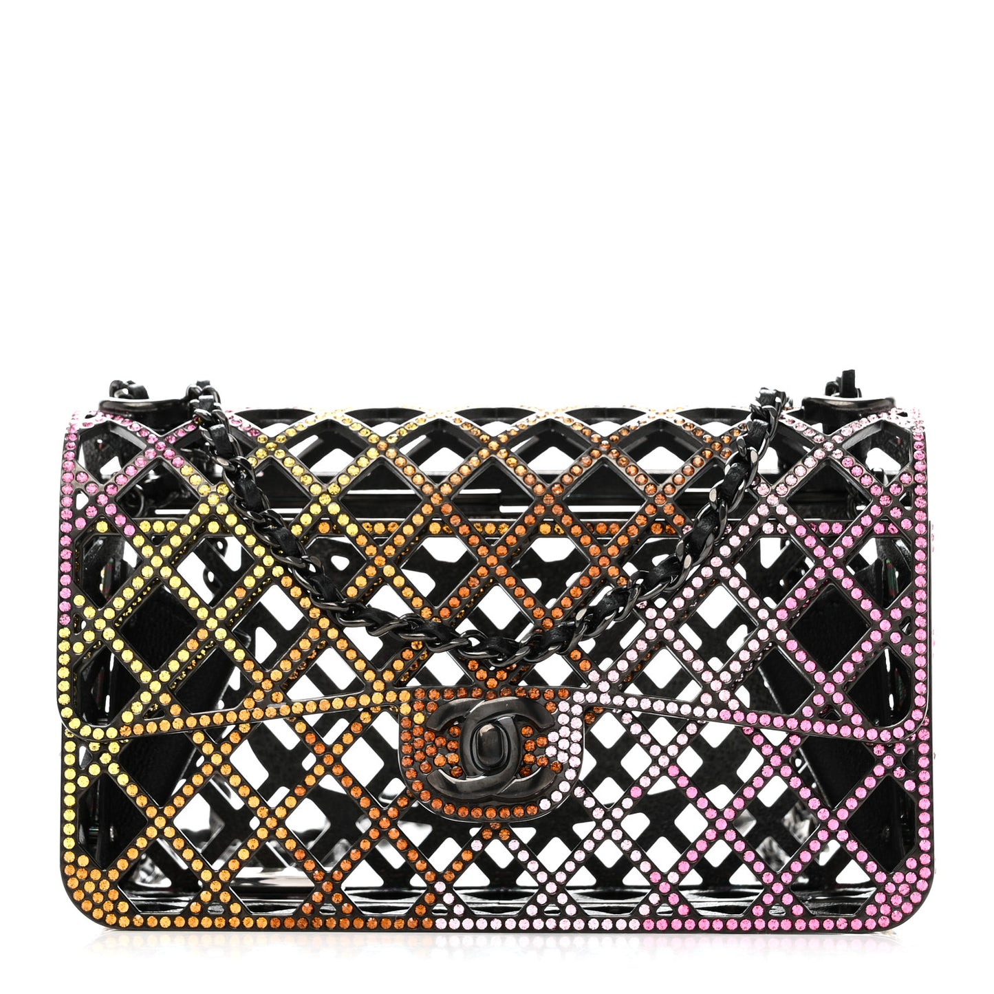 Metal Crystal Quilted Mini Evening Bag Pink Yellow Orange Light Pink