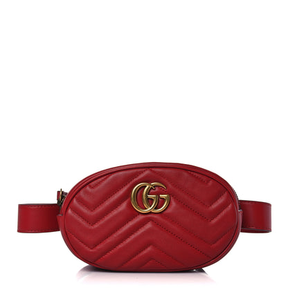 Gucci Calfskin Matelasse GG Marmont Belt Bag 75 30 Hibiscus Red 1 of 10
