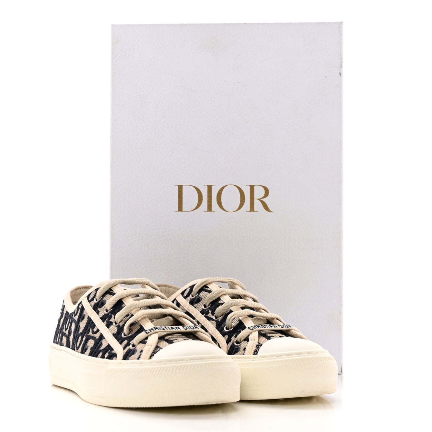Canvas Oblique Walk 'N' Dior Low Top Sneakers 36 Deep Blue