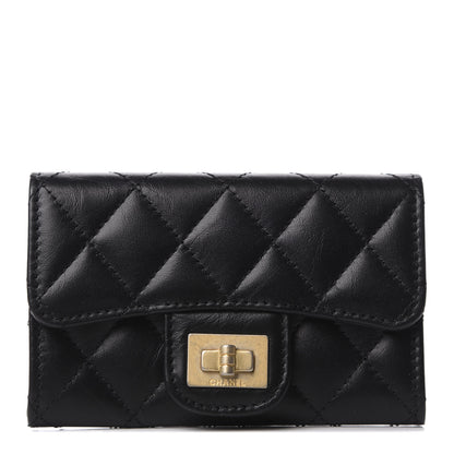 Chanel Aged Calfskin Quilted Reissue Flap Card Holder Black 1 of 8