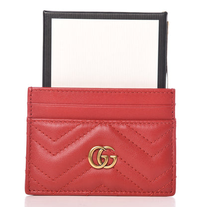 Gucci Calfskin Matelasse GG Marmont Card Holder Hibiscus Red 7 of 7