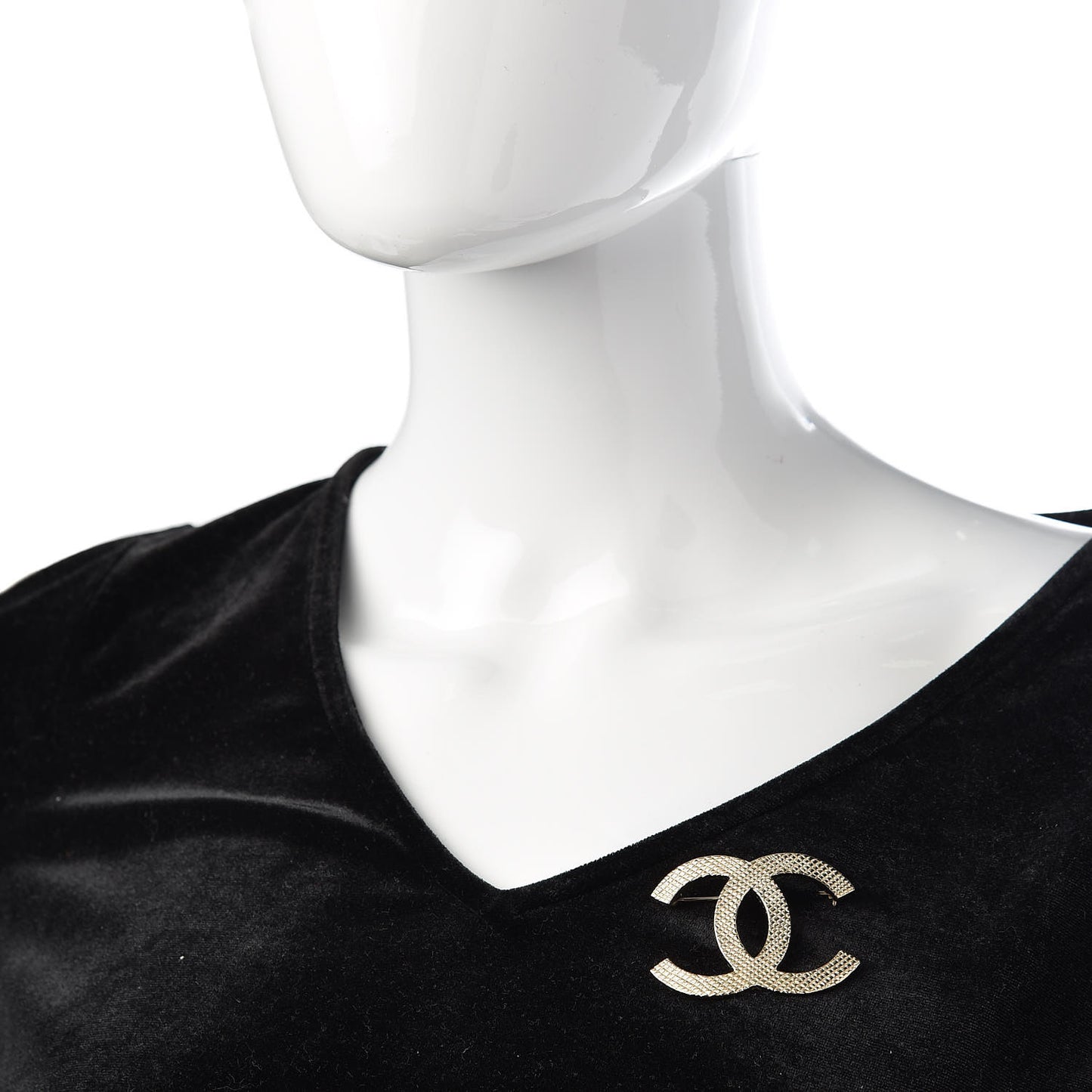 Quilted CC Brooch Light Gold