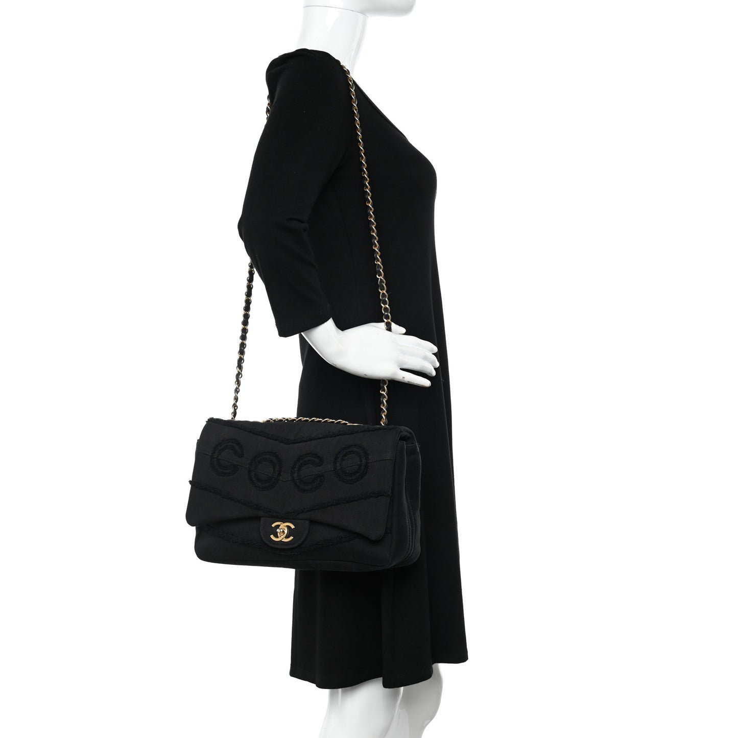 Denim Coco Jumbo Single Flap Black