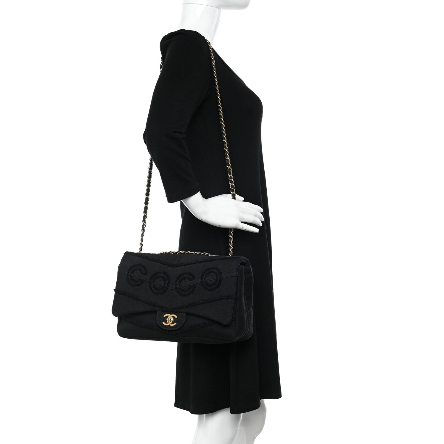Chanel Denim Coco Jumbo Single Flap Black 2 of 10