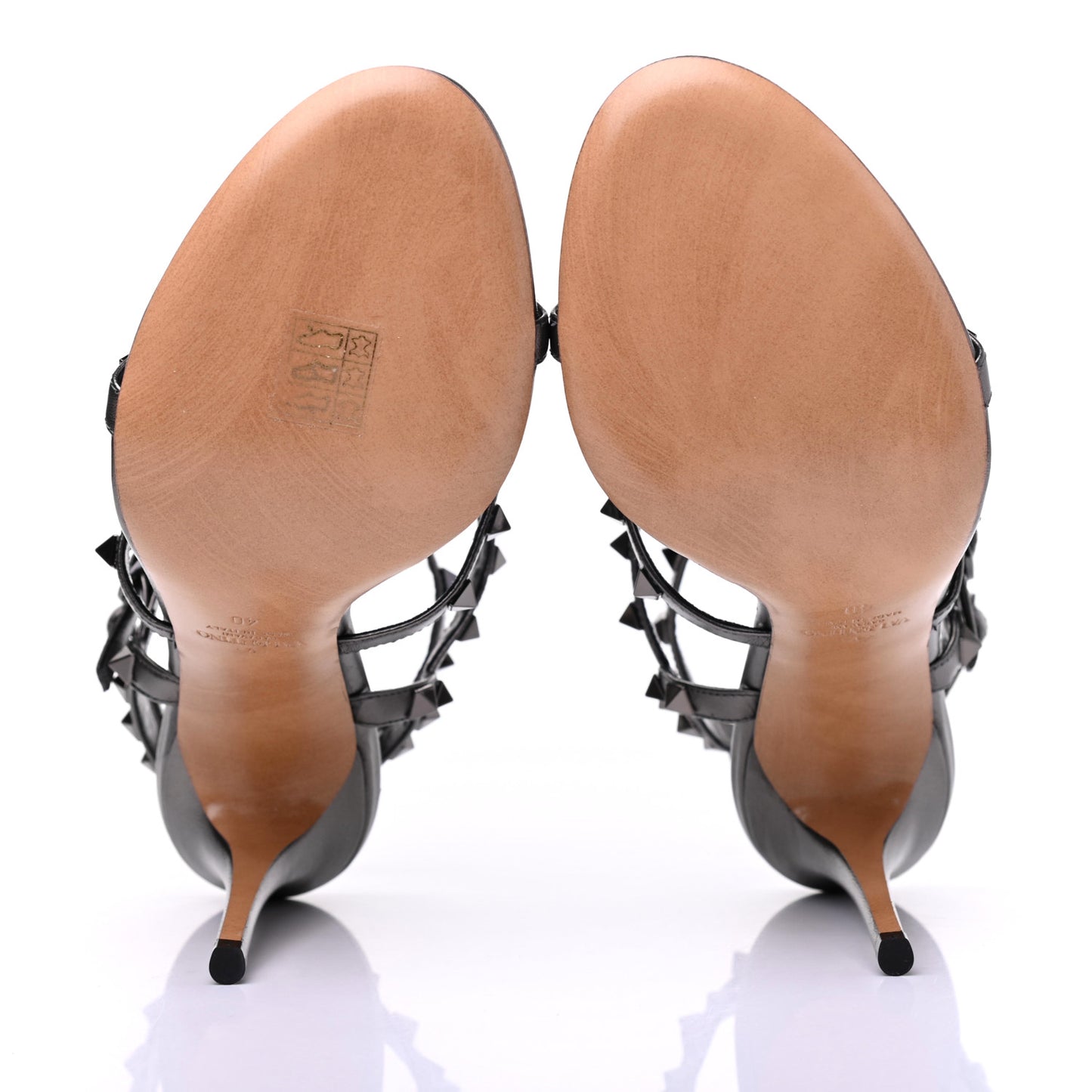 Metallic Nappa Rockstud Gladiator 105mm Sandals 40 Rutenio