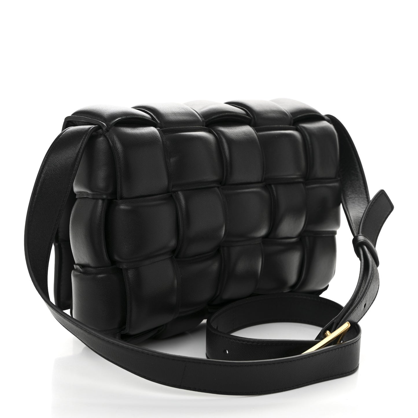 Nappa Maxi Intreccio Padded Cassette Crossbody Bag Black