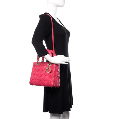 Christian Dior Lambskin Cannage Medium Lady Dior Fuchsia 2 of 21