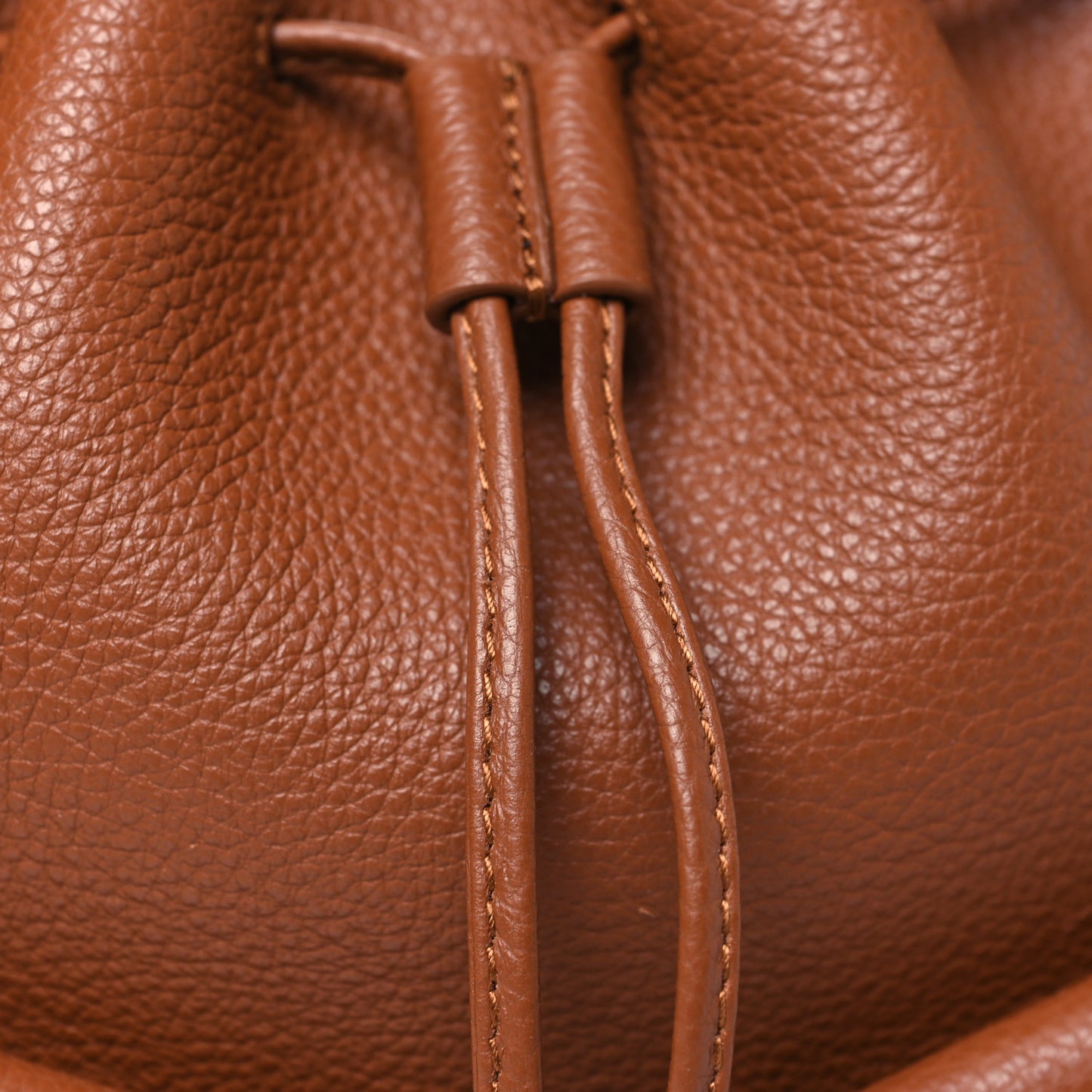 Hammered Calfskin Multipocket Bucket Bag Cognac
