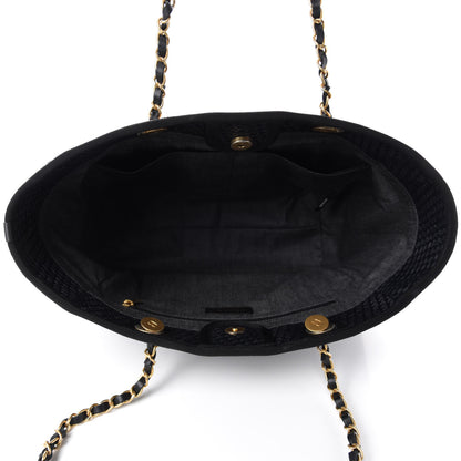 Chanel Woven Straw Raffia Small Deauville Tote Black 5 of 10