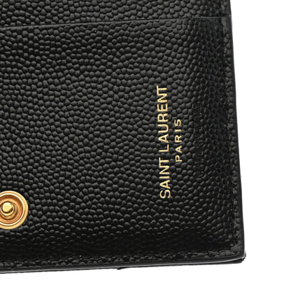 Saint Laurent Grain De Poudre Matelasse Chevron Monogram Zipped Card Case Black 6 of 7