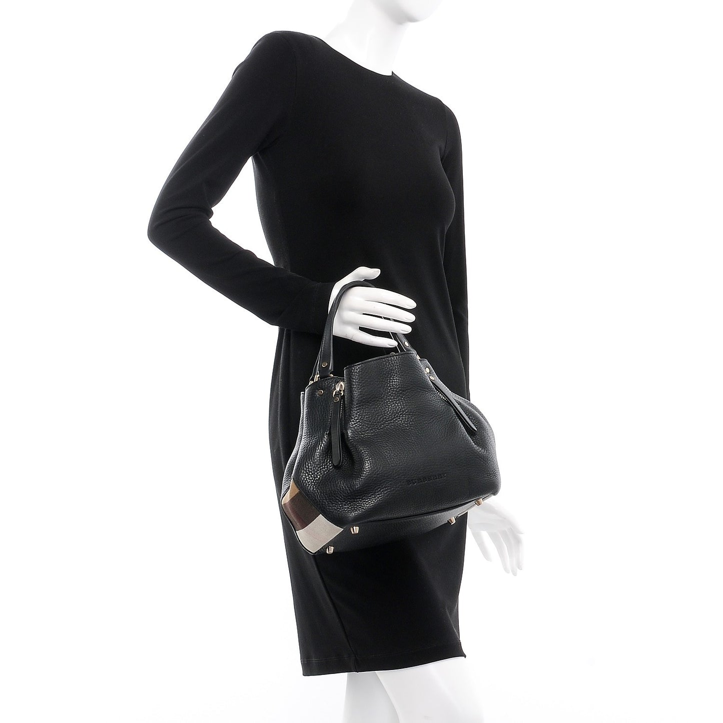 Grainy Calfskin House Check Small Maidstone Black