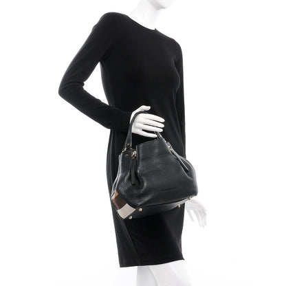 Burberry Grainy Calfskin House Check Small Maidstone Black 3 of 9