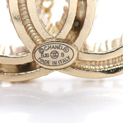 Chanel Crystal Pearl Dazzling Domino Drop Earrings Matte Gold 4 of 4