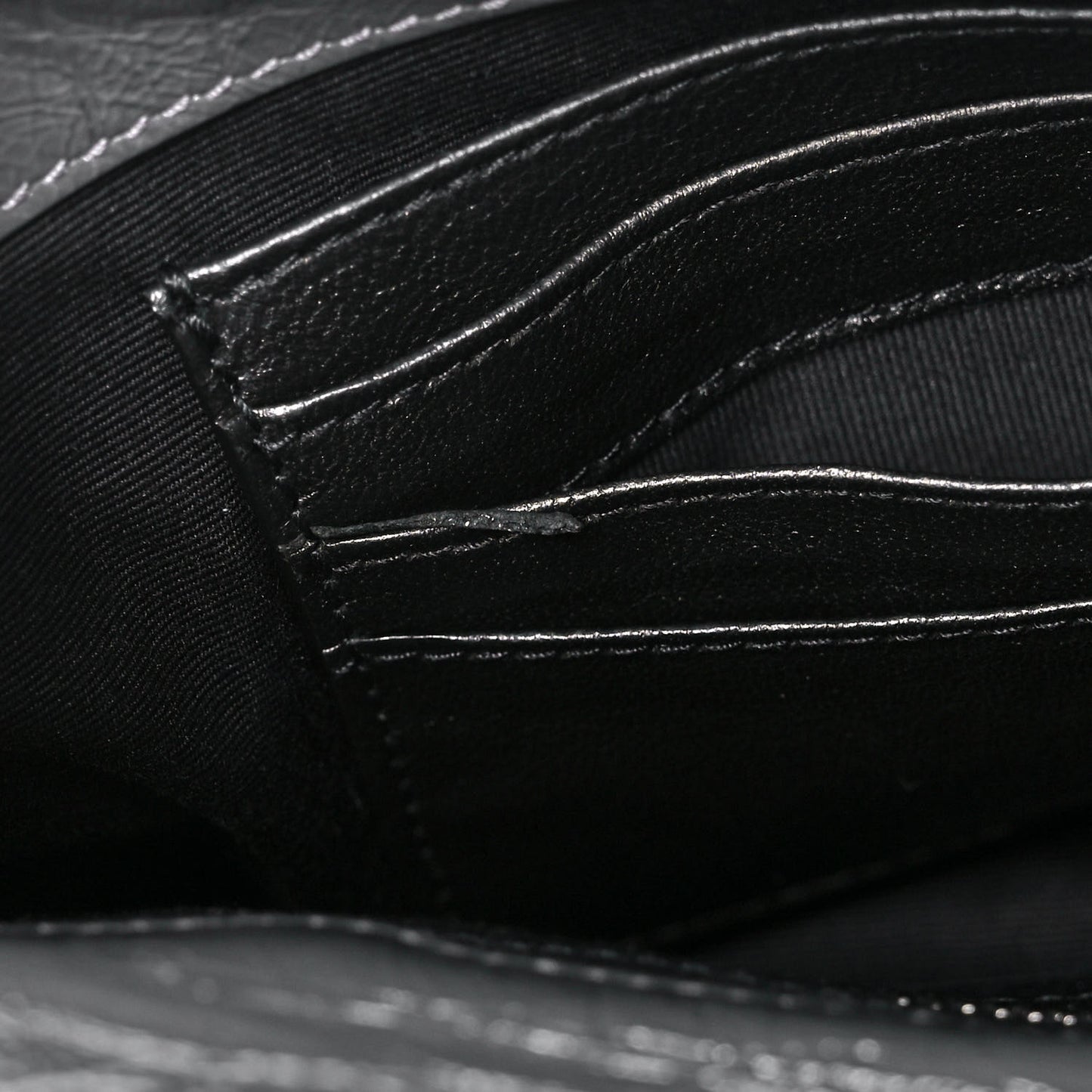 Crinkled Calfskin Matelasse Monogram Niki Chain Wallet Fog