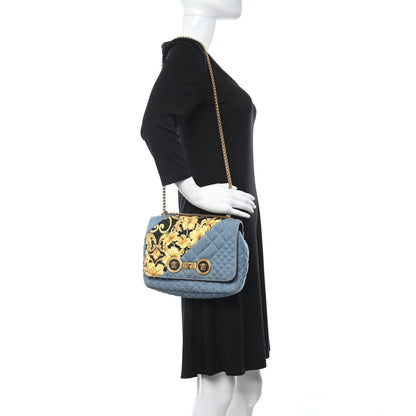 Versace Denim Barocco Printed Icon Small Crossbody Bag Blue 2 of 9