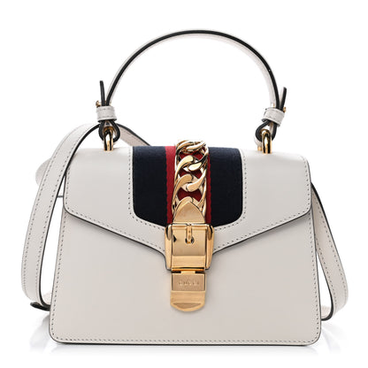 Gucci Calfskin Mini Sylvie Top Handle Bag White 1 of 4