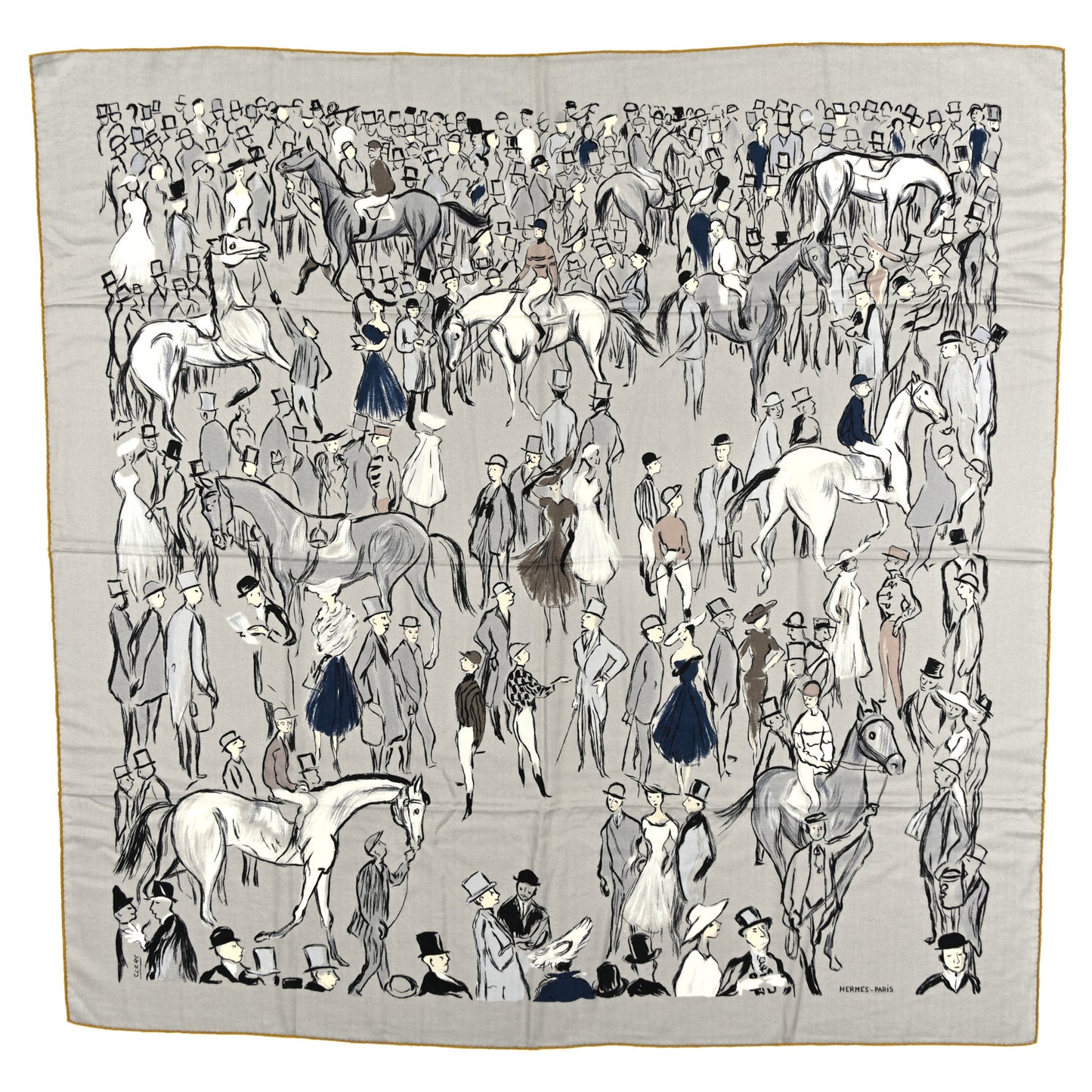 Cashmere Silk Paddock Shawl 140 Gris Fonce