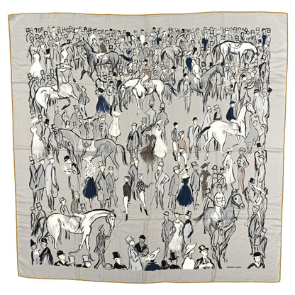 Hermes Cashmere Silk Paddock Shawl 140 Gris Fonce 1 of 5