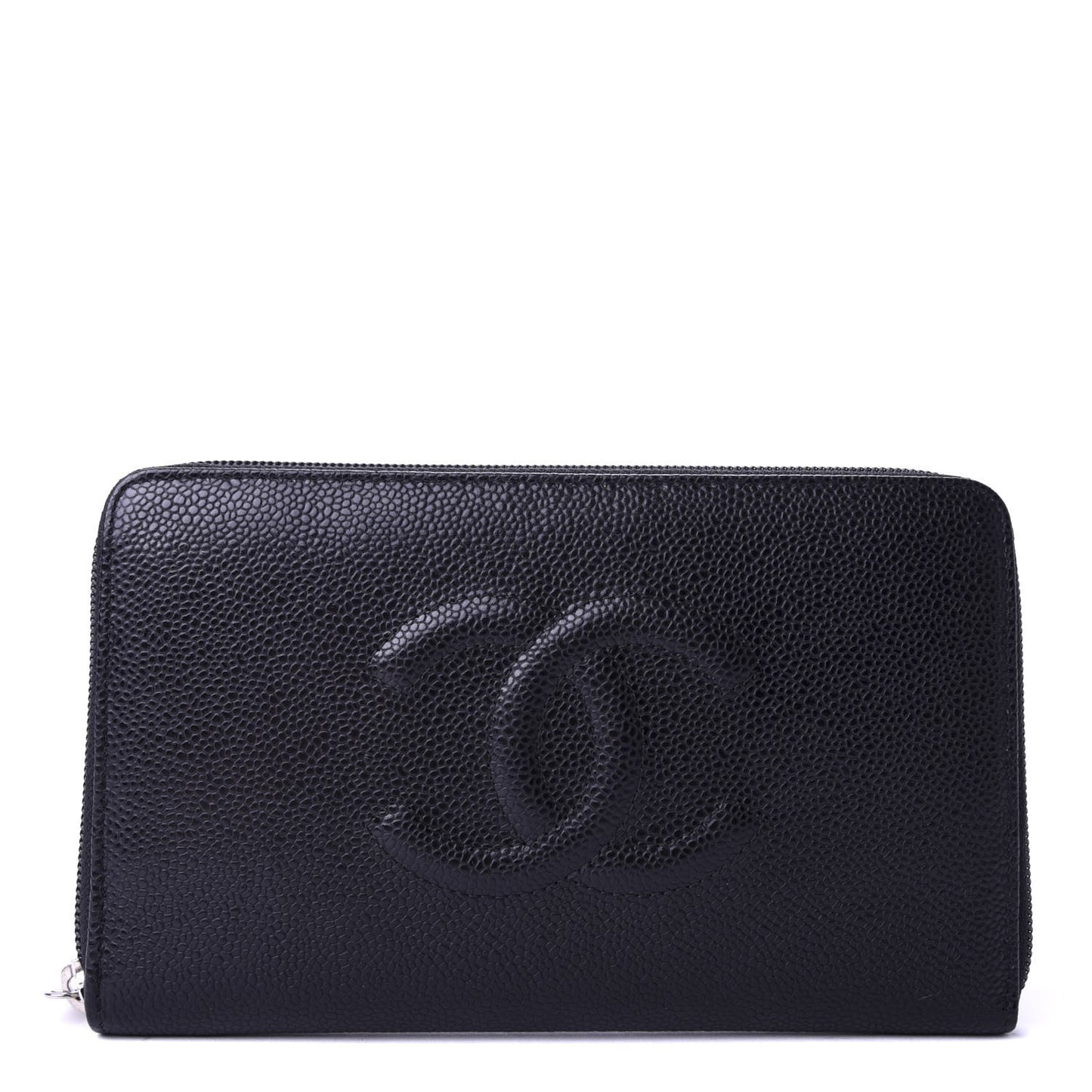 Caviar Large Timeless CC Zip Around Organizer Wallet Black