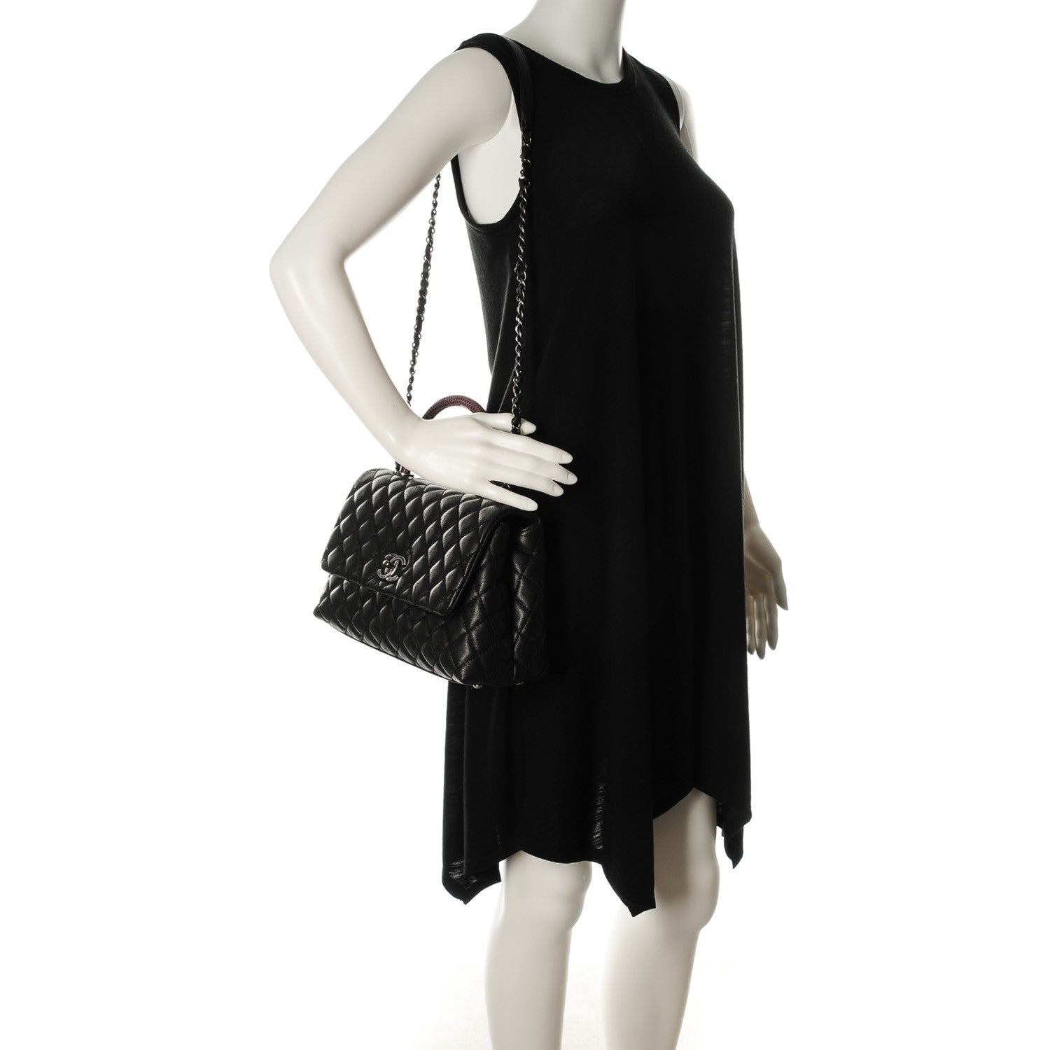 Chanel Caviar Lizard Quilted Small Coco Handle Flap Black 2 of 7