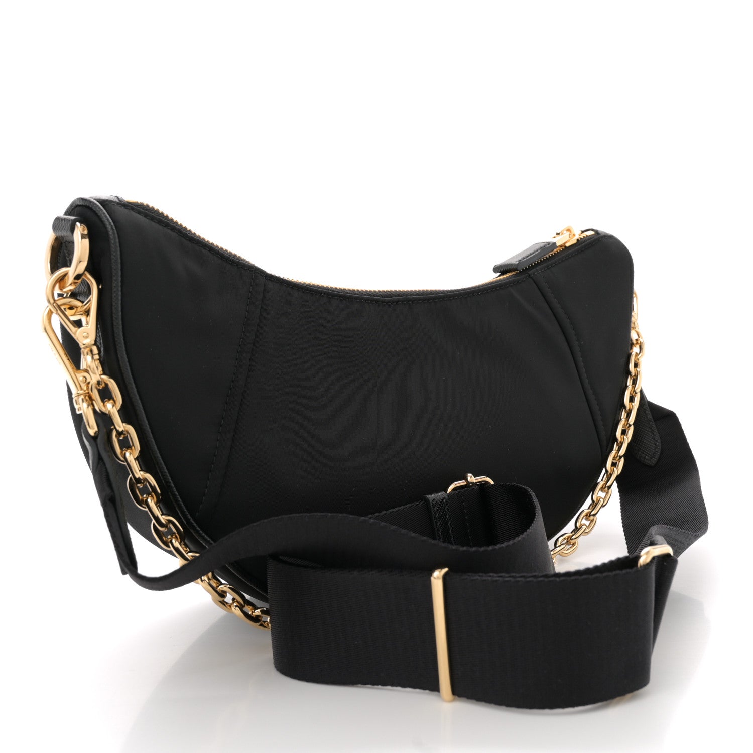 Prada Re-Nylon Saffiano Demi-lune Shoulder Bag Black 3 of 11