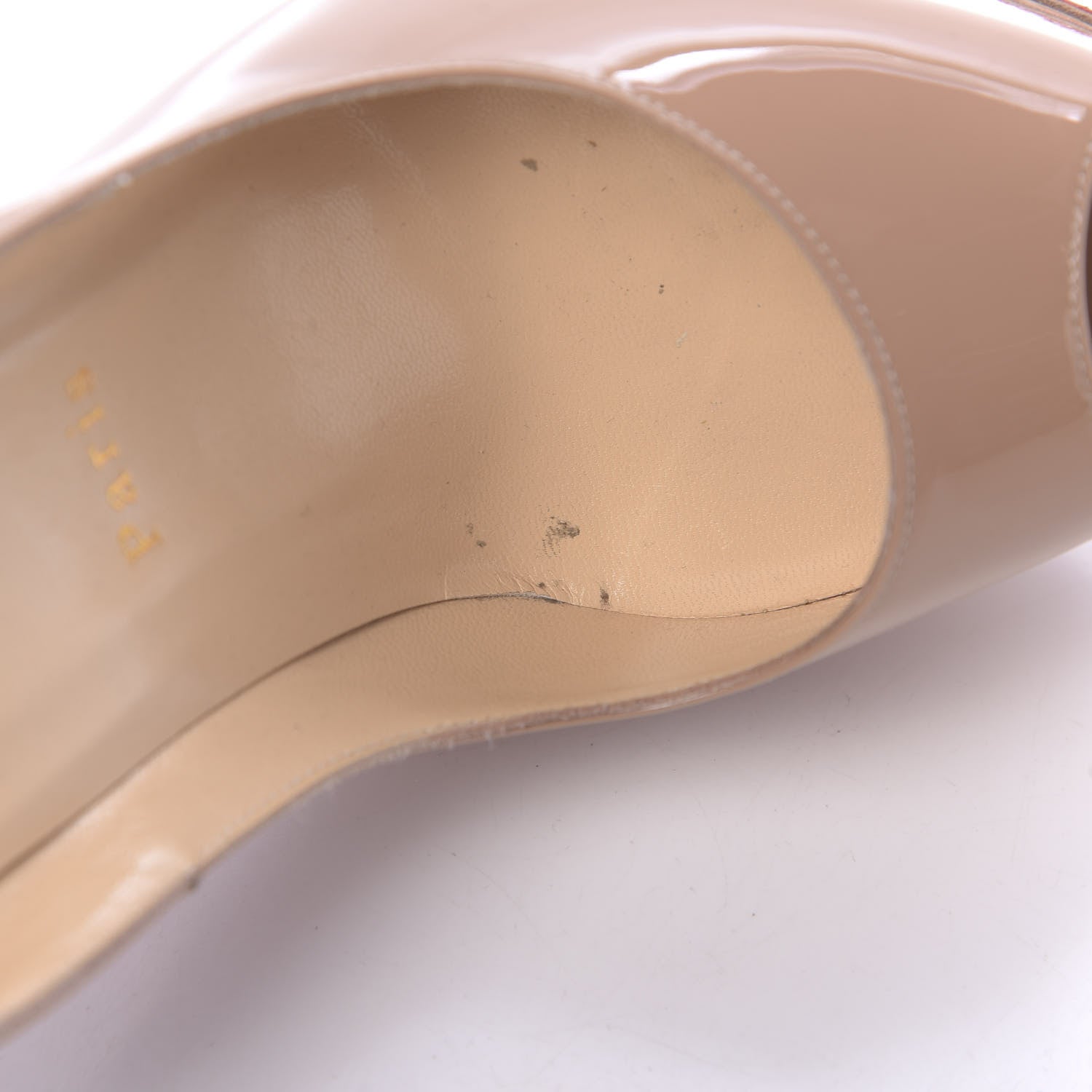 Christian Louboutin Patent Lady Peep 150 Pumps 38.5 Nude 7 of 11