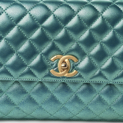 Chanel Metallic Caviar Quilted Small Coco Handle Flap Blue 9 of 10