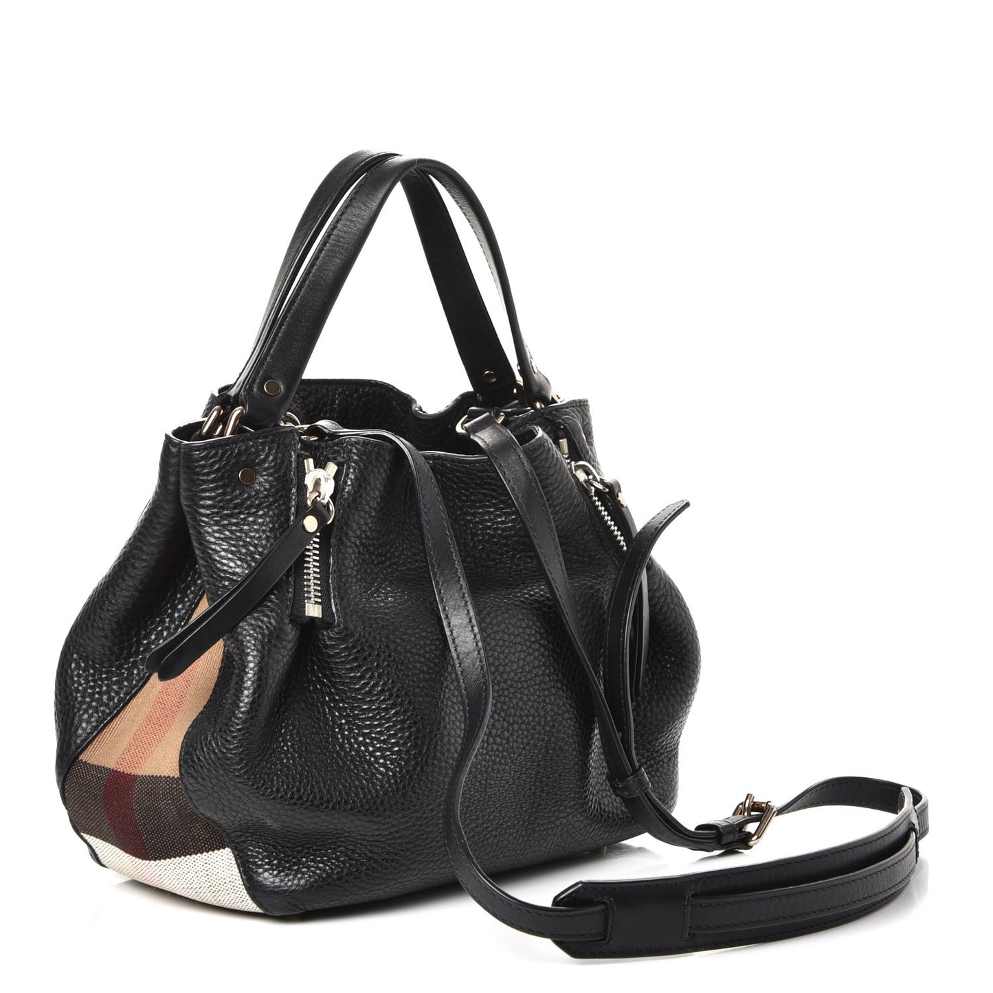Grainy Calfskin House Check Small Maidstone Black