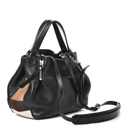 Burberry Grainy Calfskin House Check Small Maidstone Black 4 of 9
