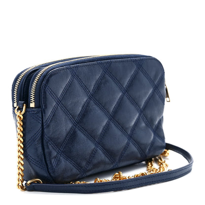 Saint Laurent Grained Lambskin Quilted Mini Becky Double Zip Bag Blue Charron 3 of 12