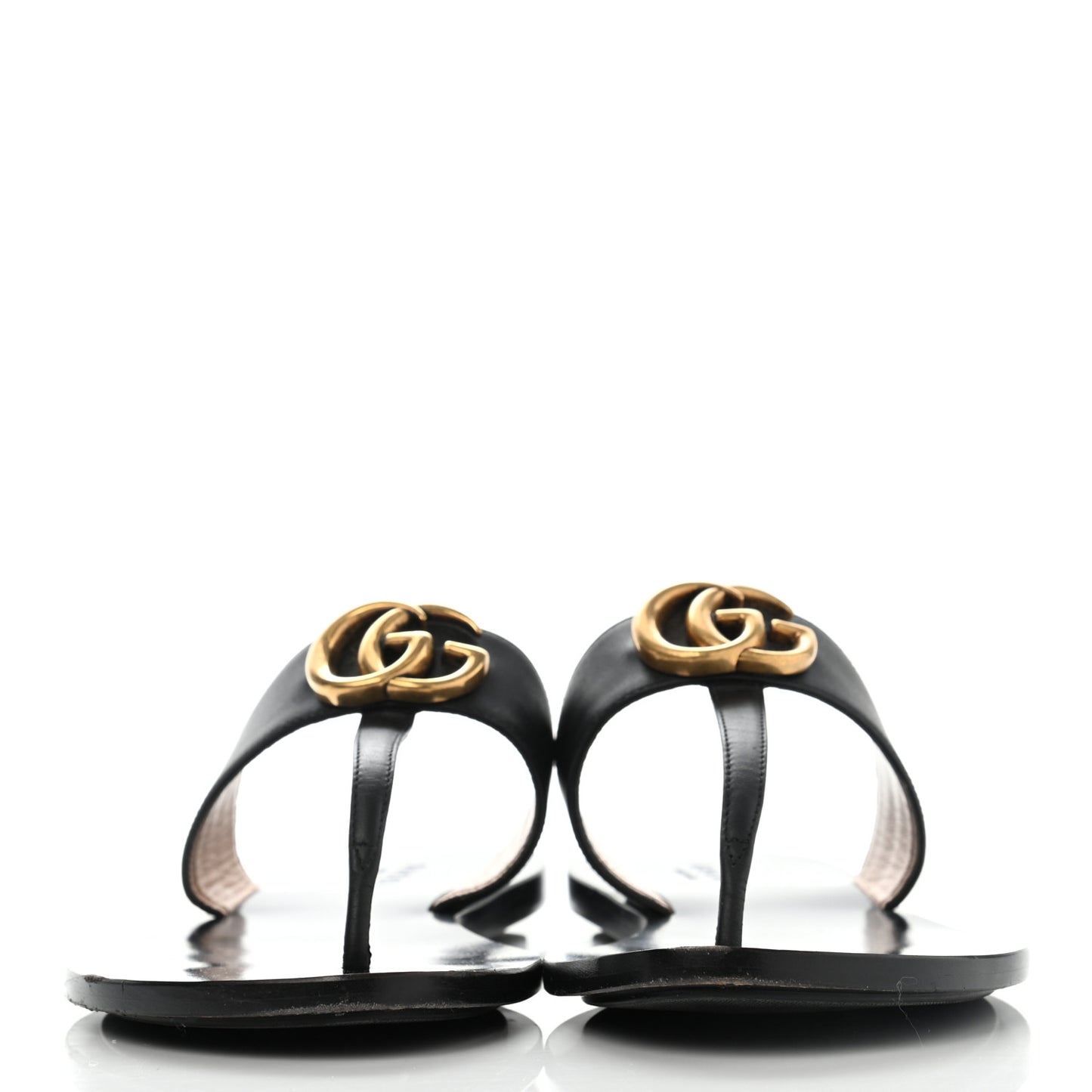Calfskin GG Marmont Thong Sandals 37 Black