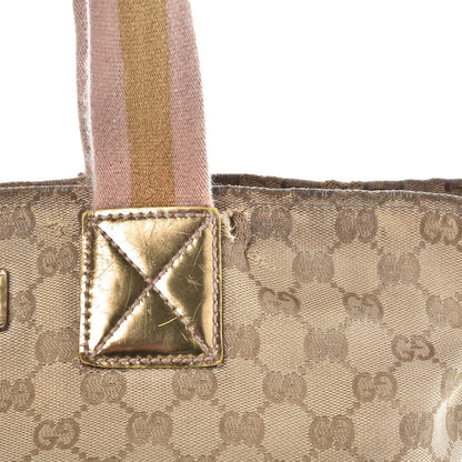 Gucci GG Monogram Medium Web Handle Bucket Tote Pink Gold 13 of 21
