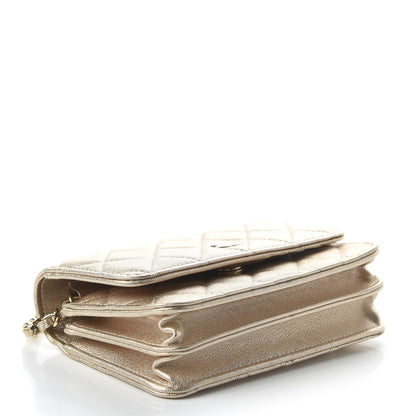 Chanel Metallic Lambskin Quilted Mini Wallet On Chain WOC Gold 4 of 11