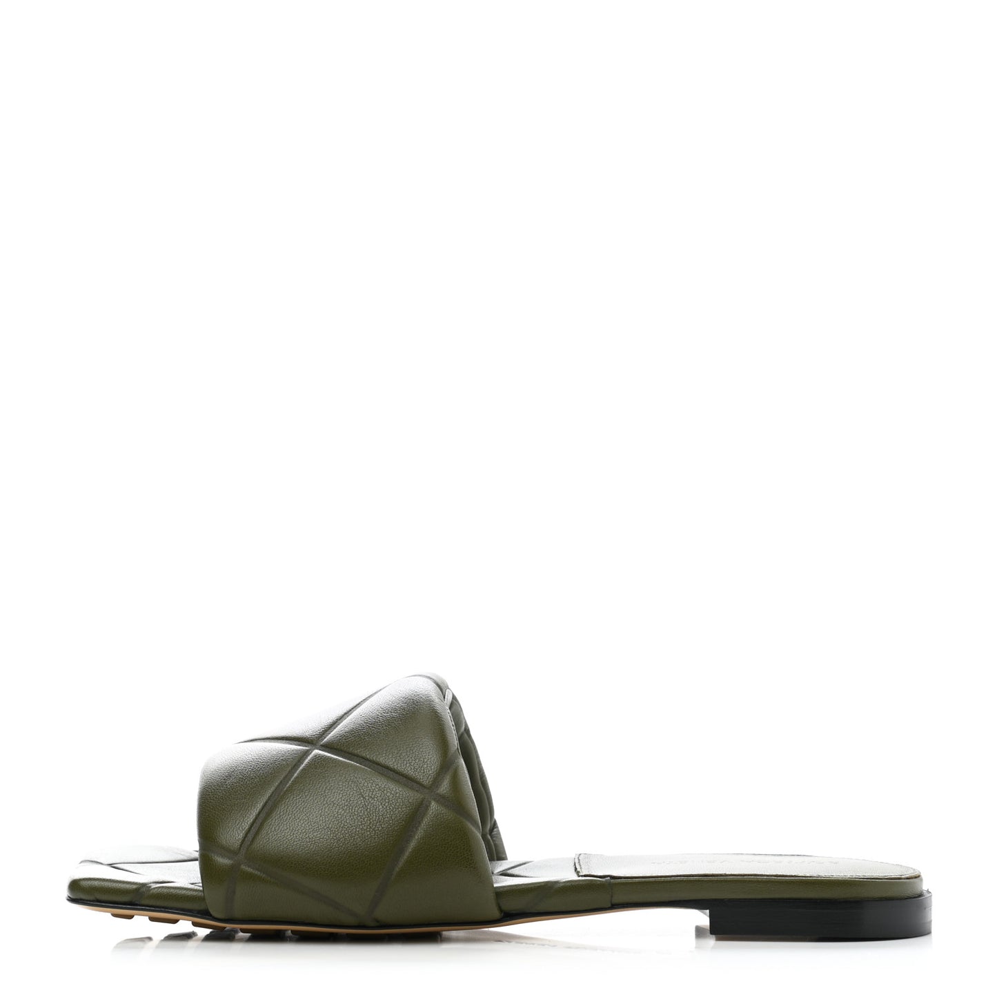 Nappa Quilted Rubber Lido Flat Sandals 39 Khaki