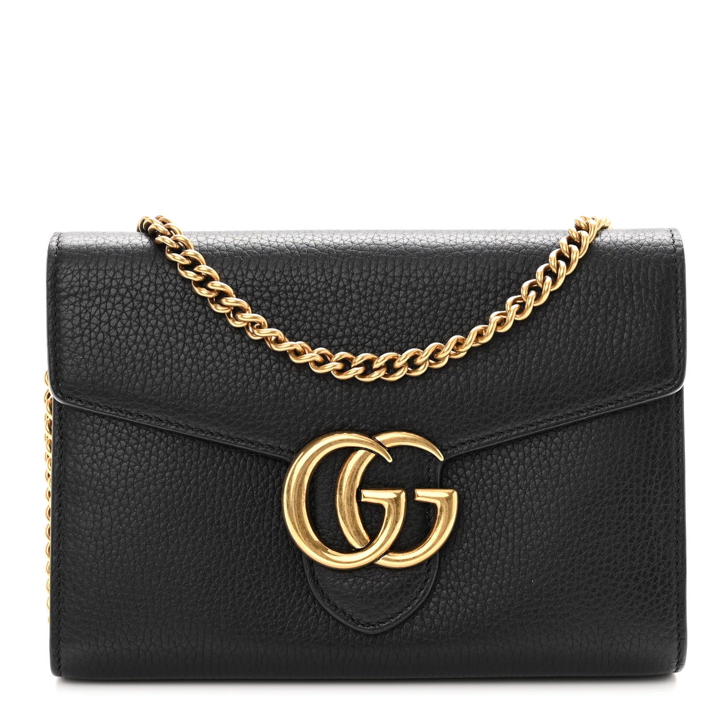 Calfskin GG Marmont Chain Wallet Black