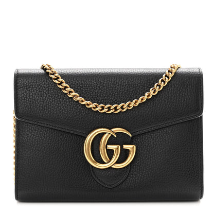 Gucci Calfskin GG Marmont Chain Wallet Black 1 of 11