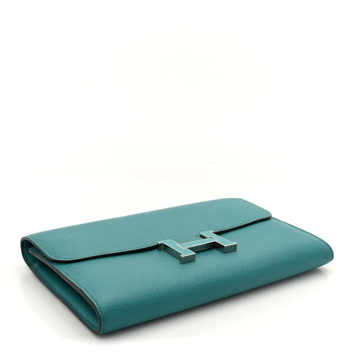 Epsom Enamel Constance Long Wallet Bleu Paon