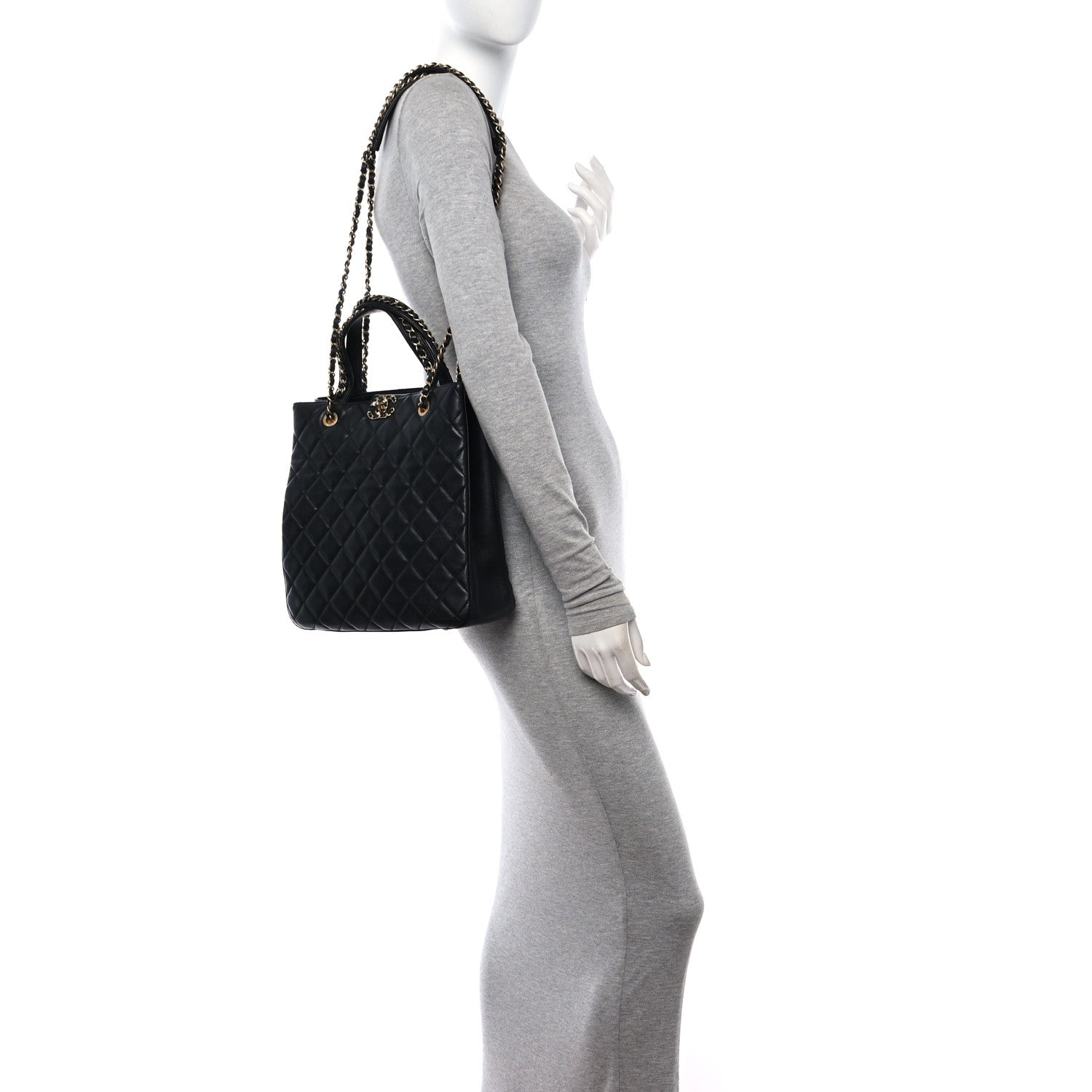 Chanel Lambskin Quilted Large Chanel 19 Shopping Tote Black 3 of 9