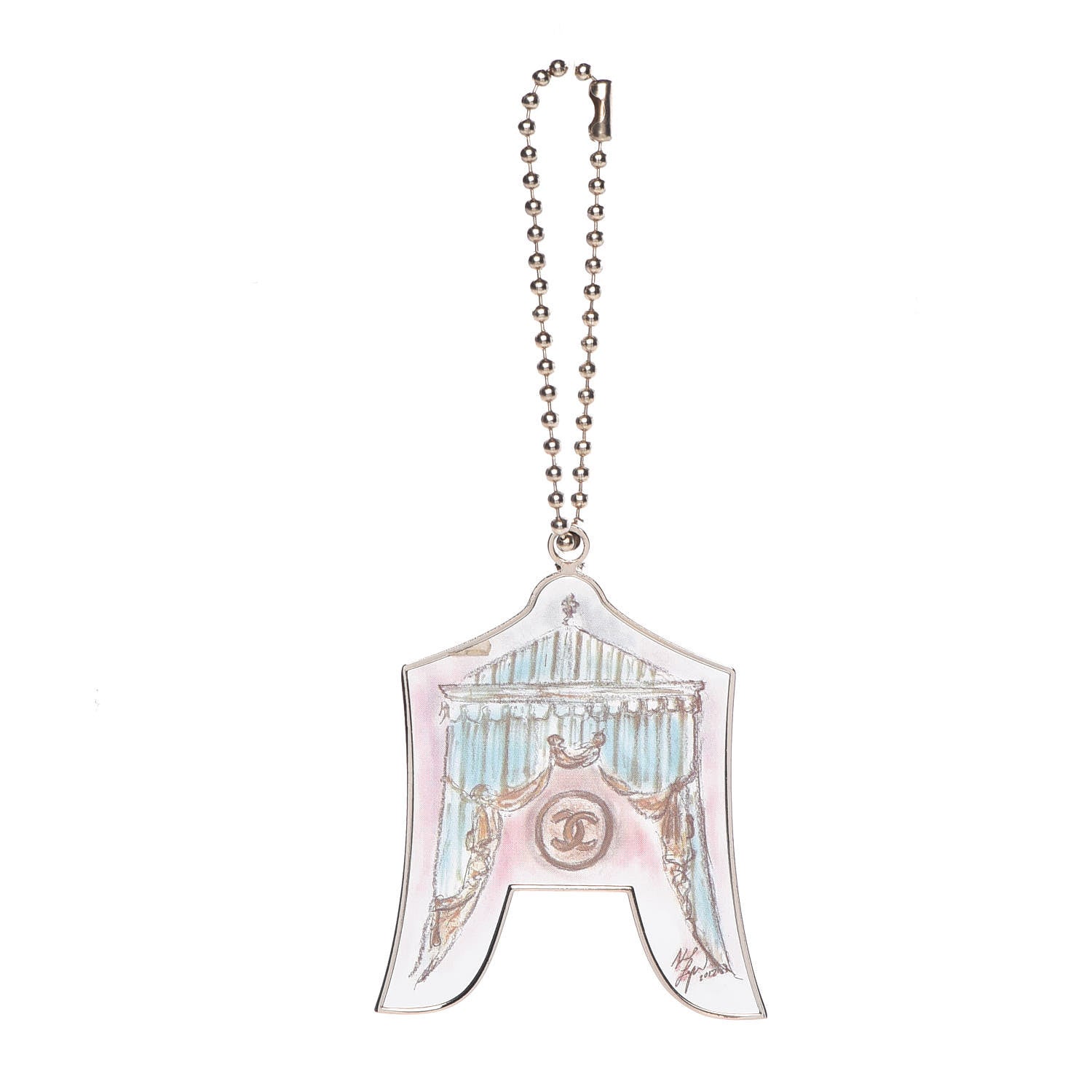 Chanel Enamel Circus Tent Bag Charm Pink Blue Silver 1 of 3