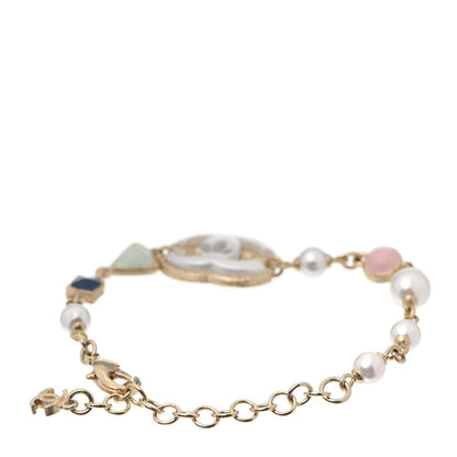 Chanel Pearl Enamel CC Bracelet Green Blue Pink 3 of 5