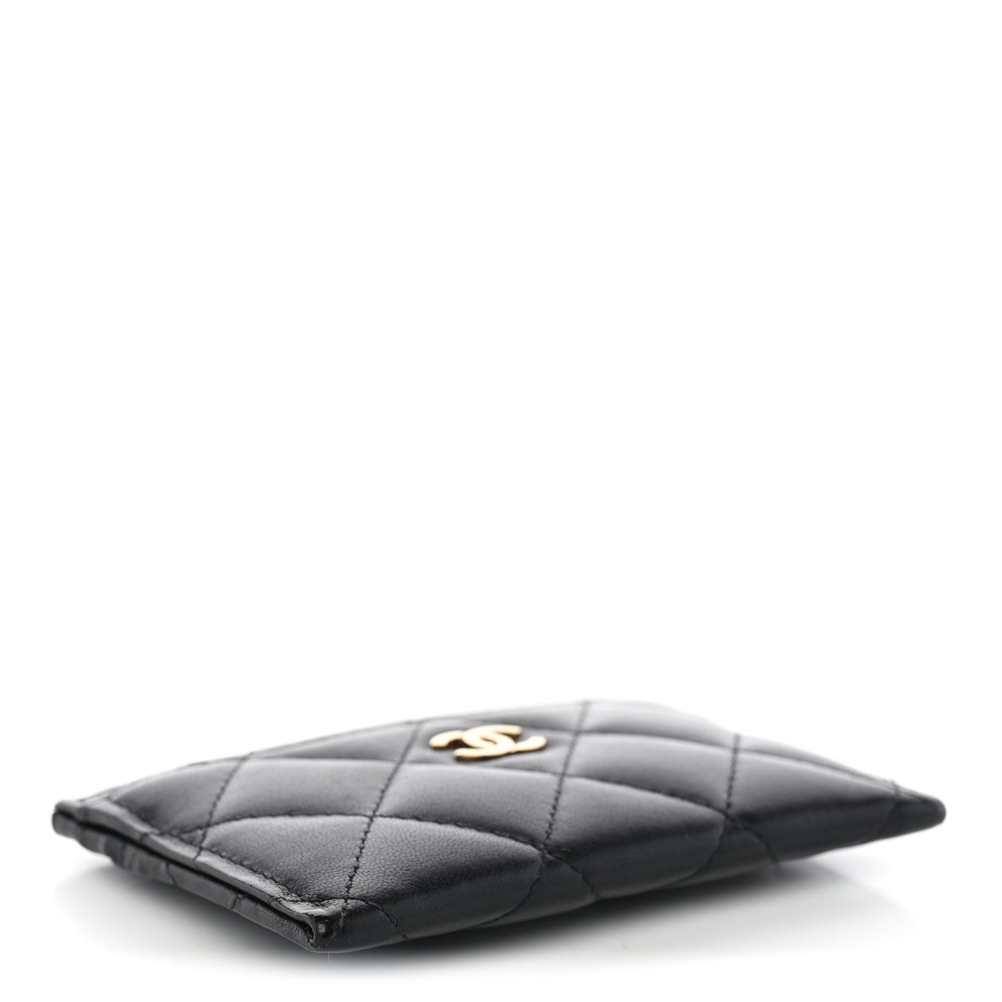 Lambskin Quilted Card Holder Black