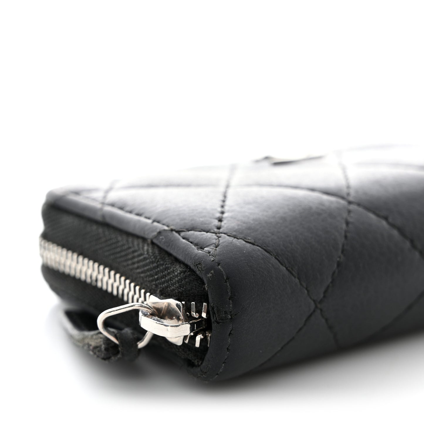 Caviar Quilted Zip Coin Purse Black