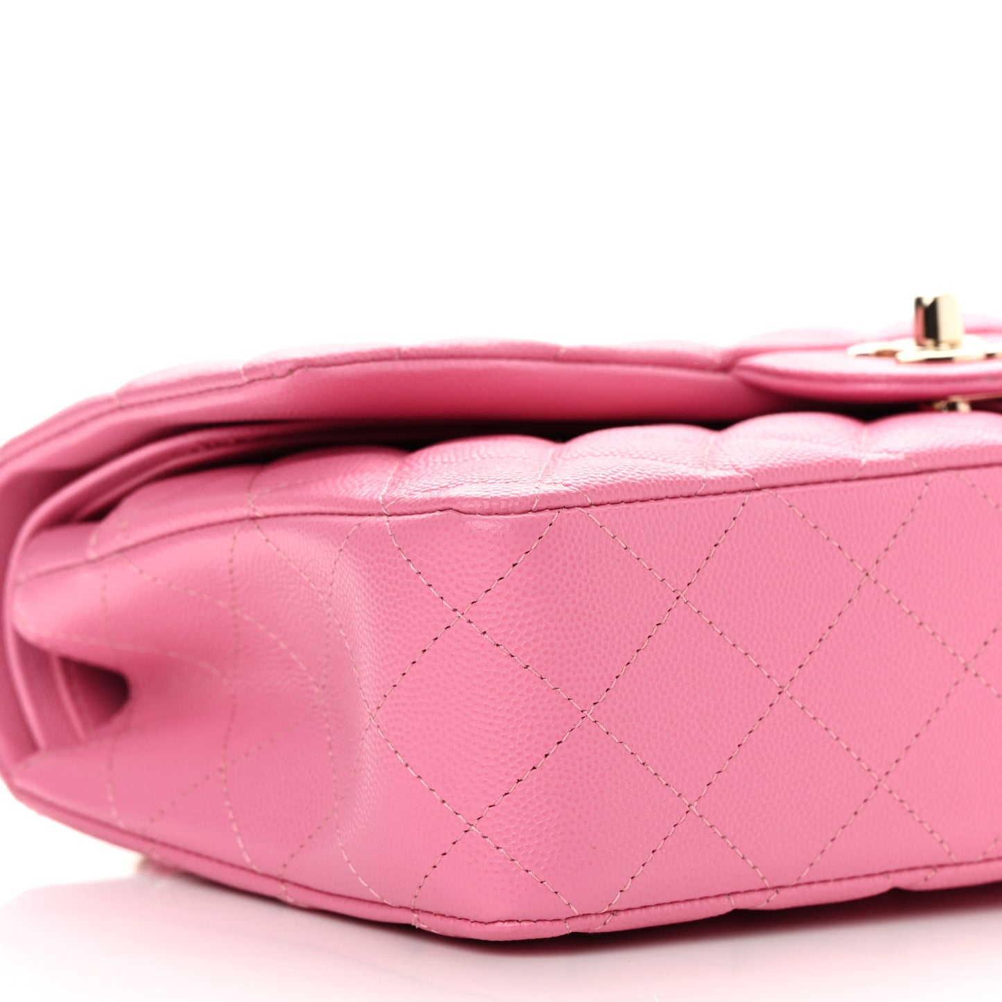 Caviar Quilted Medium Double Flap Pink