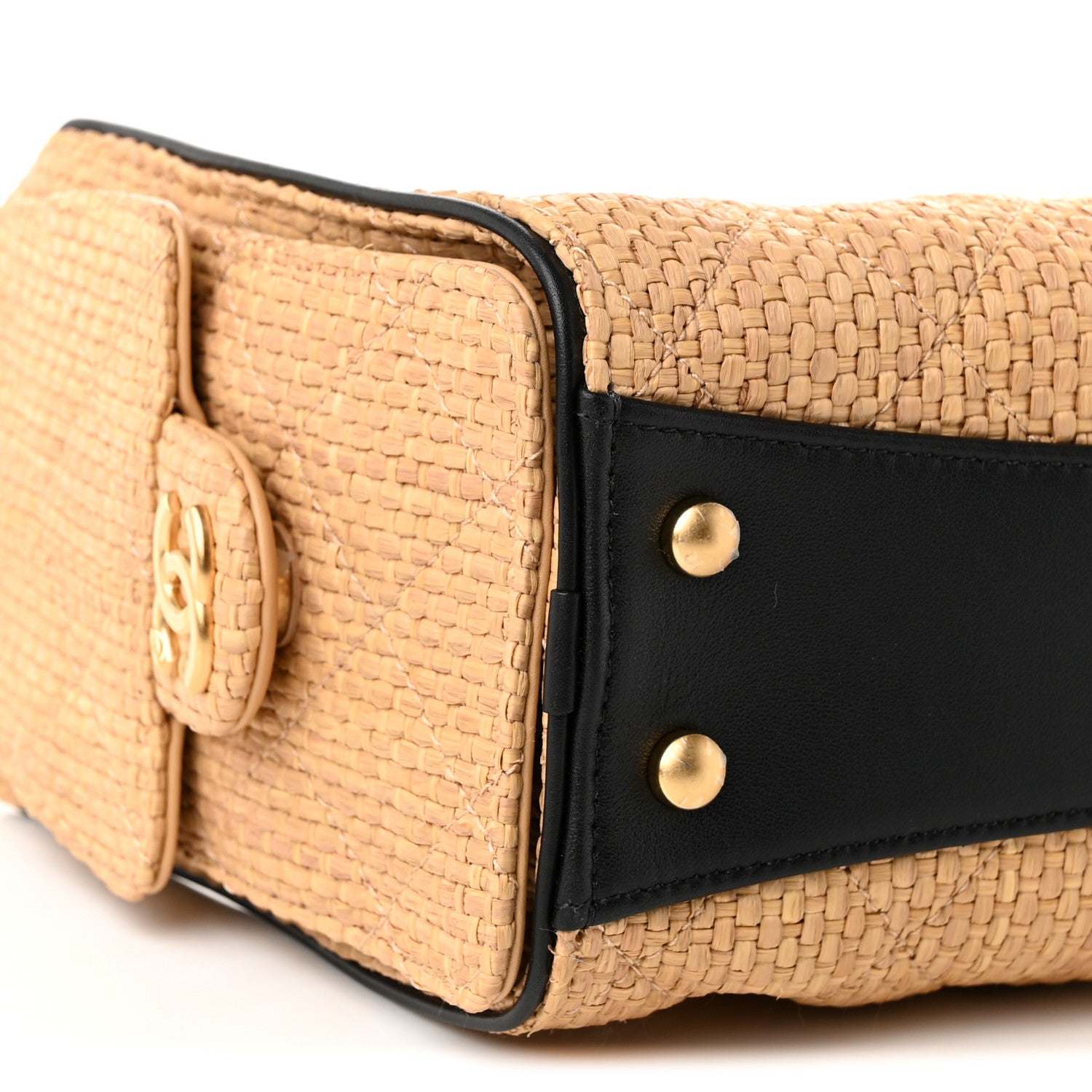 Chanel Braided Raffia Calfskin Quilted Mini Chanel 25 Handbag Beige Black 9 of 10