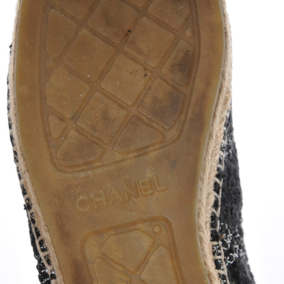 Chanel Tweed Lambskin CC Espadrilles 40 Black Silver 7 of 8